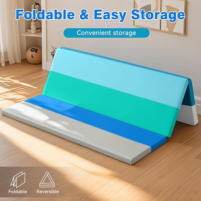 Foam Baby Play Mat: PU Leather Waterproof Kids Playmat - Trifold Floor Mat - Large Play Mat for Playpen Thick Pad Fodable Mattress Soft Toddler Mattress Infant Cushion for Preschool (Modern)