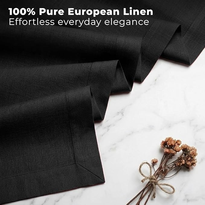 Classic Linen™ by D'Moksha Black Table Runner 36 Inches, 100% Pure Linen - Image 3