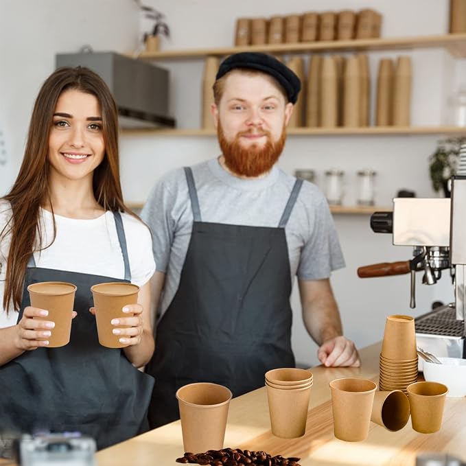Lamosi 100 Count 12 oz Paper Cups, Disposable Kraft Paper Coffee Cups | - Image 6