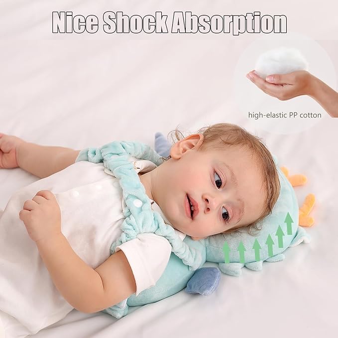 Feidoog Baby Head Protector Cushion Backpack with 3 Knee Pads for Walking & Crawling,Blue Dragon