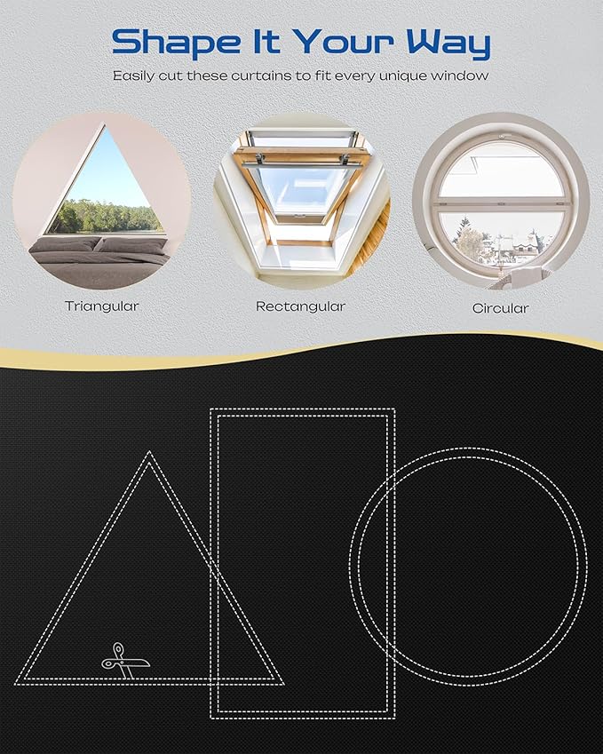 25" W x 48" L 100% Portable Blackout Curtains, Total Darkness No-Drill Black Out Window Cover,Temporary Blackout Shades with Hook & Loop Tape, for Bedroom, Nursery, Dorm, Travel (Black)