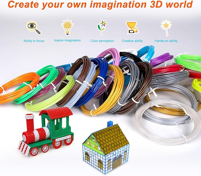28 Colors 3D Pen Filament Refills Compatible with SCRIB3D MYNT3D PIKA3D 3D Pen for KidsPer Color 10 Feet 1.75mm PLA 3D Printing Pen Filament Refills, NOT FIT 3Doodler Start Pen