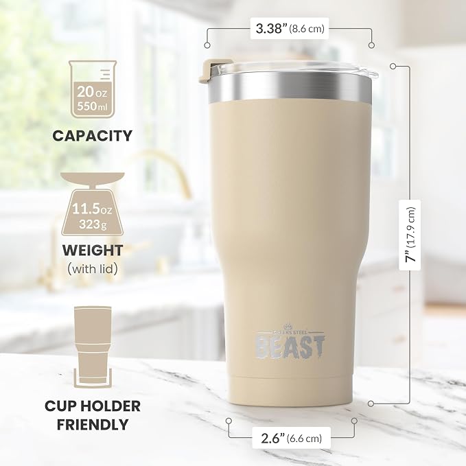Beast 20 oz Tumbler Stainless Steel Vacuum Insulated Coffee Ice Cup Double Wall - Image 7