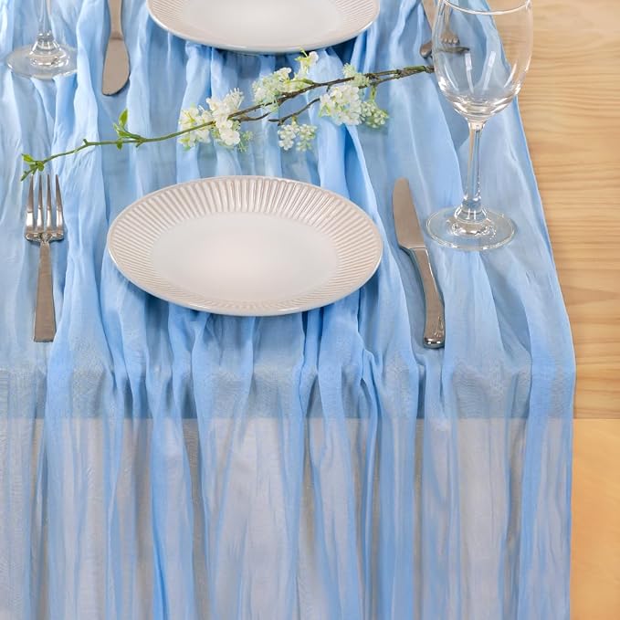 12 Pack Baby Blue Cheesecloth Table Runner 10ft Baby Shower Decor | Lightweight - Image 6