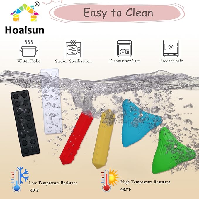 Chew Necklaces for Sensory Kids 6 Pack, Sensory Toys for Kids with Autism, ADHD, SPD, Chewing, Biting, Autism Sensory Products Silicone Chew Toys Necklace for Adults Reduce Anxiety Fidget