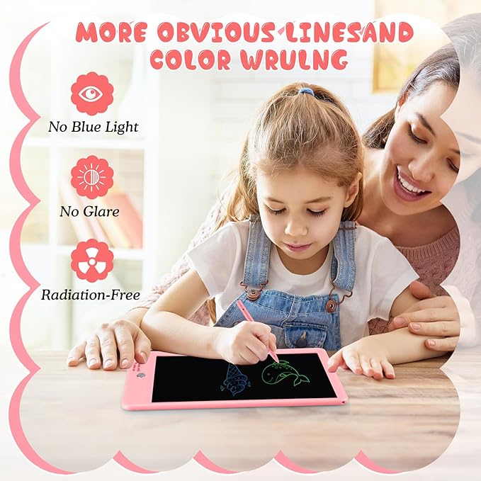 Decute Kids Toys LCD Writing Tablet with Stylus, 8.5 Inch Erasable Toddlers Doodle Board, Reusable Drawing Pad for Kids, Educational Christmas Birthday Gift for 3 4 5 6 7 8 Girls Boys Toddler Pink