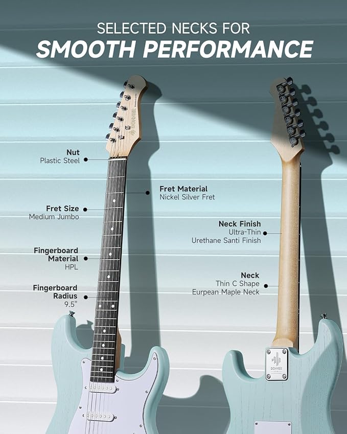 DONNER DST-80 Electric Guitar 39” Beginner Electric Guitar Kit with Amp, Classic SSS Pickup Complete with Gig Bag, Tuner, Capo, Strap, Picks, and Free Online Lessons