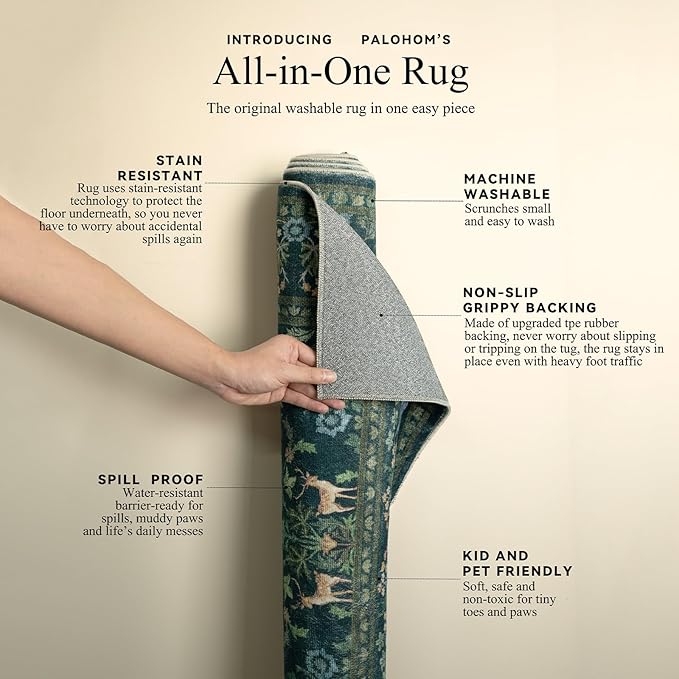8x10 Area Rugs for Living Room: Washable Rug Vintage Rugs Stain Resistant Non - Image 4