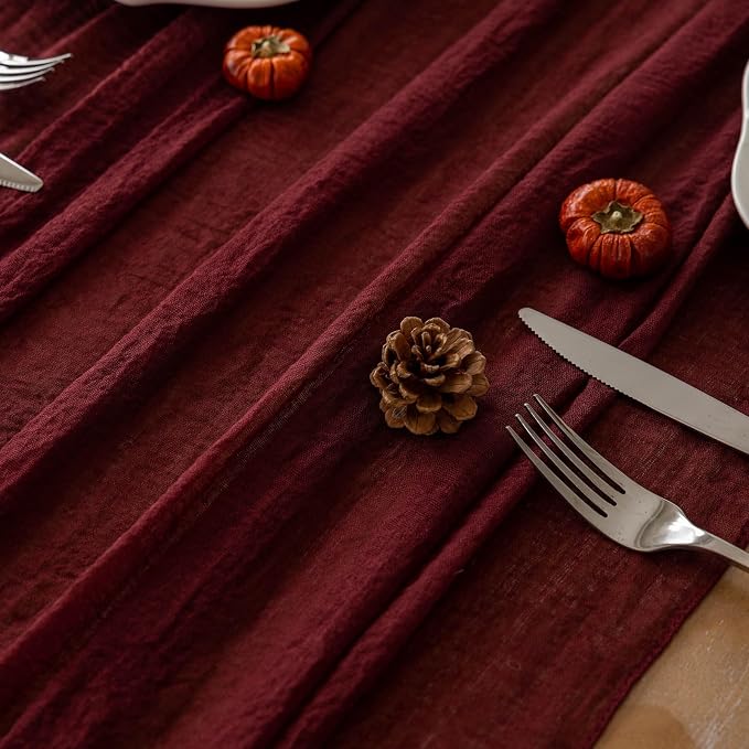 Burgundy Cheesecloth Table Runner 120 Inches - Image 4