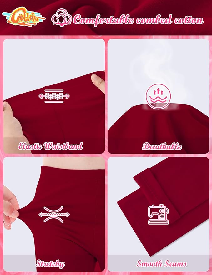 Girls Leggings Cotton Leggings for Toddler Footless Girls Pants Stretchy Baby Girl's Pants Infant Basic Leggings Size 6M -14Y