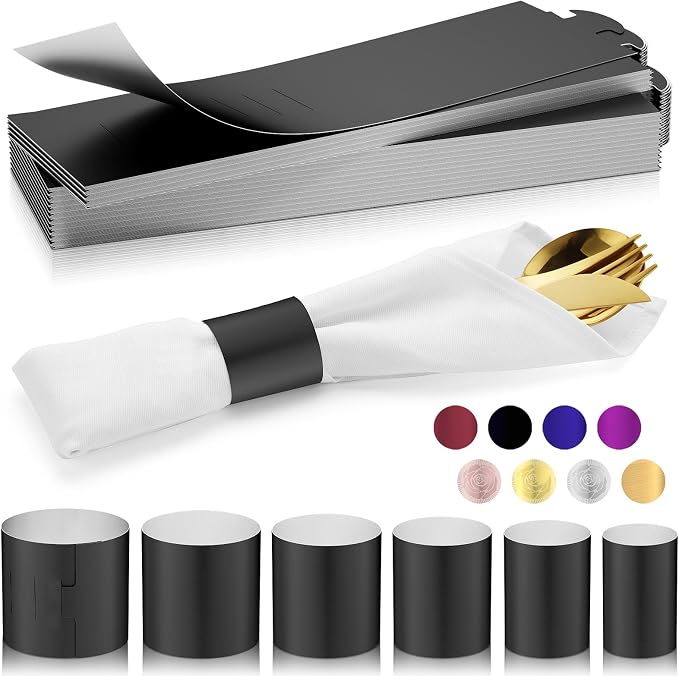 Holiday Parties Napkin Rings Set of 100, 2 Colors in 1, Reusable Adjustable by Unknown