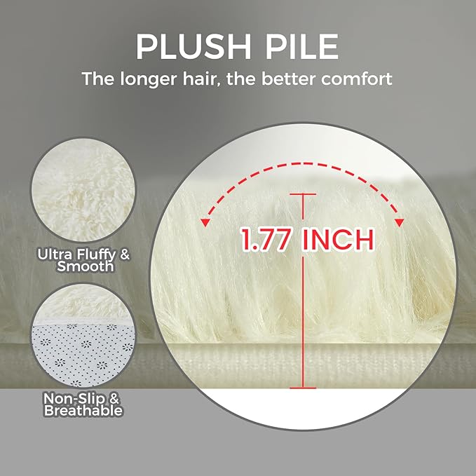 Ultra Soft Rug for Living Room, 6X9 Fluffy Shag Area Rug for Bedroom, Modern - Image 2