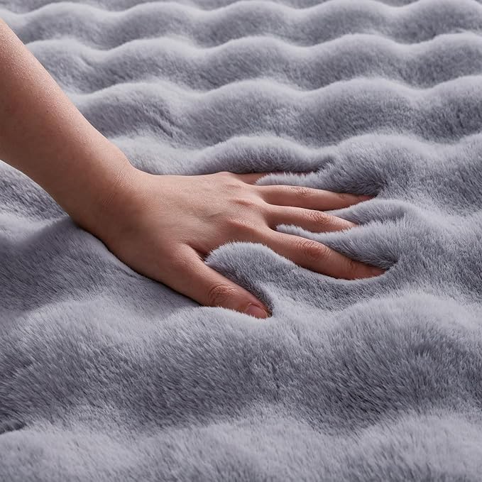 Gray Rabbit Plush Rug 8'x10', Fluffy Shaggy Area Rug - Image 5
