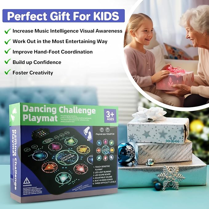 Dance Mat, Electronic Dance Mixer Rhythm Step PlayMat,Dance pad Game Toy for Girls Boys,Christmas/Festival/Birthday Gift for Kids, Built-in Music,24 Challenge Levels,Age 3-4 6 7 8 9 10 11 12+ Year Old