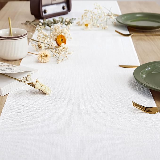 Cotton Linen Table Runner, 13x60 Inch, Machine Wash - Image 2