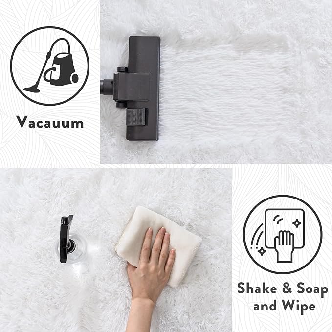 5x7 White Rugs for Bedroom, Soft Fluffy Shaggy Rugs for Living Room, Non-Slip - Image 7