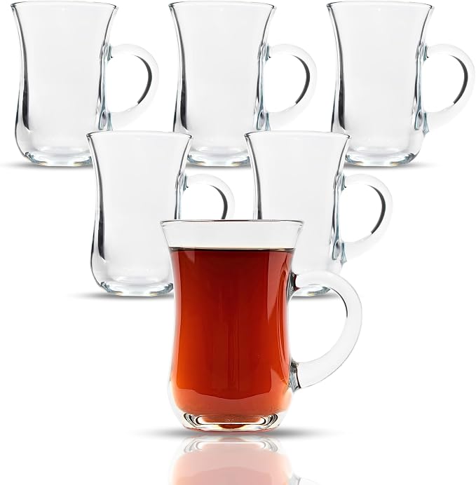 Turkish Tea Glasses with Handle Set of 24, Small Clear Glass Tea Cups - Image 8