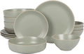 Gibson Home Dinah Double Bowl Stoneware Embossed Speckled Dinnerware Set by GibsonHomewares