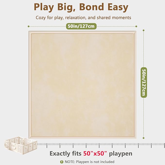 Baby Play Mat for Floor, 1.3'' Thick Memory Foam Tummy Time Mat - Super Soft Coral Velvet Nursery Rug with Non-Slip Backing, Crawling Mat for Toddlers/Infants, Yoga & Tatami Use, 50''x 50''