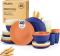 Wheat Straw Dinnerware Sets 40 PCS by Perlapoc