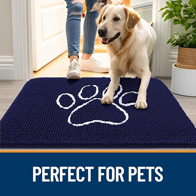 OLANLY Dog Door Mat for Muddy Paws 24x16, Paw Print Design, Absorbs Moisture - Image 6