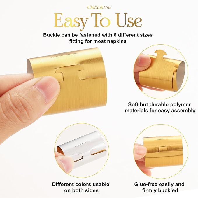 Holiday Parties Napkin Rings Set of 200, 2 Colors in 1, Reusable Adjustable - Image 6