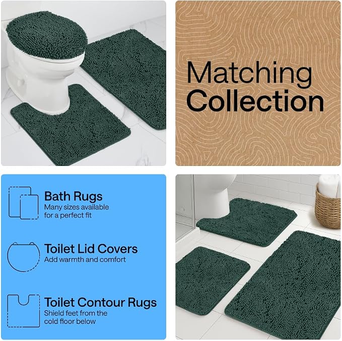GORILLA GRIP Plush Absorbent Shaggy Chenille Bath Rug Mat - Image 8
