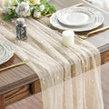 Artoid Mode Pearl Beige Gauze Table Runner 59x120 Inch, Seasonal Sheer Kitchen by ArtoidMode
