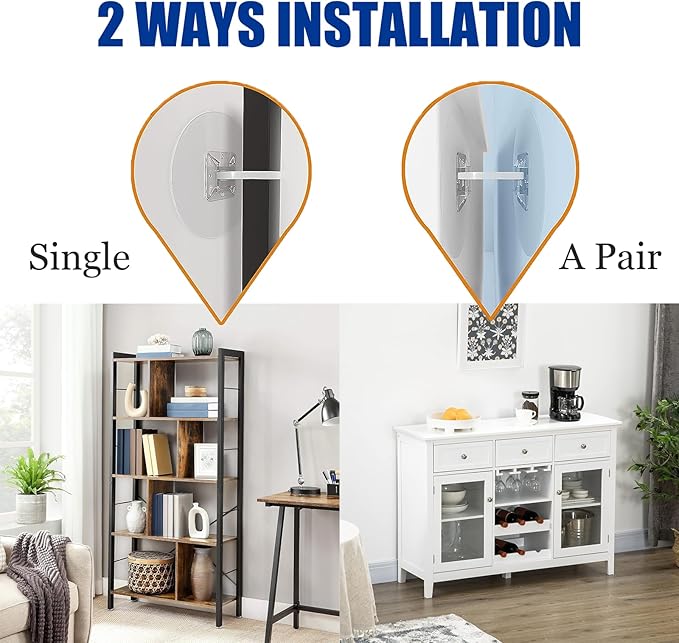 15 Pair Furniture Anchors for Baby Proofing, No Drill Upgraded Self-Adhesive Secure 168 Pound Furniture Prevent Falling Anti Tip Earthquake Straps for Child Safety