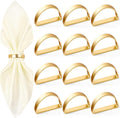 APTWOW Gold Napkin Rings Set of 12, Semicircle Metal Gold Napkin Holder Buckles by APTWOW