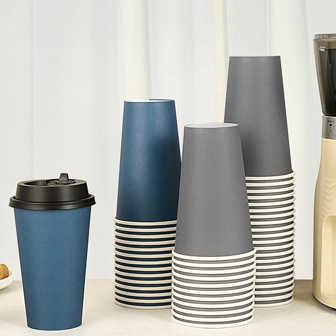 LITOPAK 100 Pack 16 oz Disposable Paper Coffee Cups - Image 3