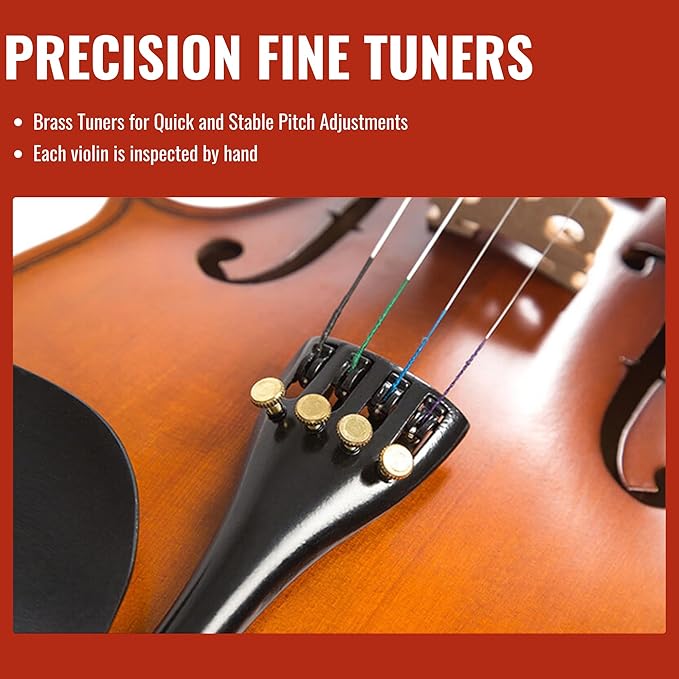 1/4 Size Violin for Kids, Beginners, Students, Solid Spruce Top, Maple Back Fiddle with Brazilwood Bow, Tuner, Hard Case, Shoulder Rest & More, Perfect Handcraft Gift