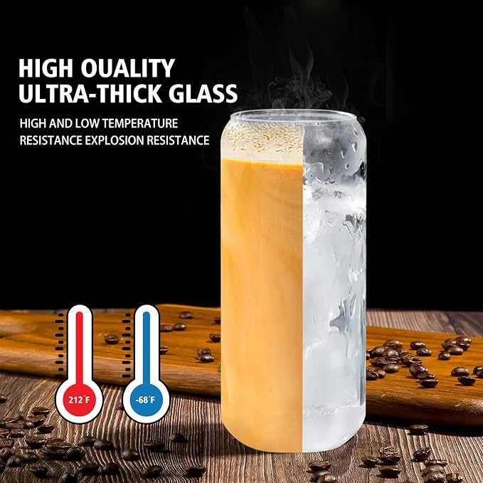 20oz Glass Cups with Lids and Straws Set of 6 – Large Iced Coffee Tumblers - Image 8