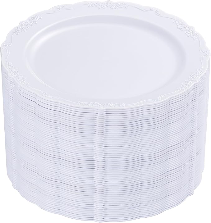 DaYammi 36PCS White Plastic Plates, Heavy Duty White Disposable Premium 7.5inch by DaYammiwillaccompanyyou