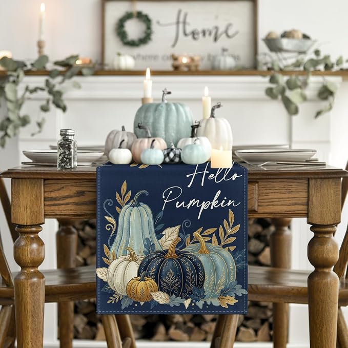 Artoid Mode 210 GSM Fall Table Runner 13x72 Inch Home Party Decor | Pumpkin - Image 2