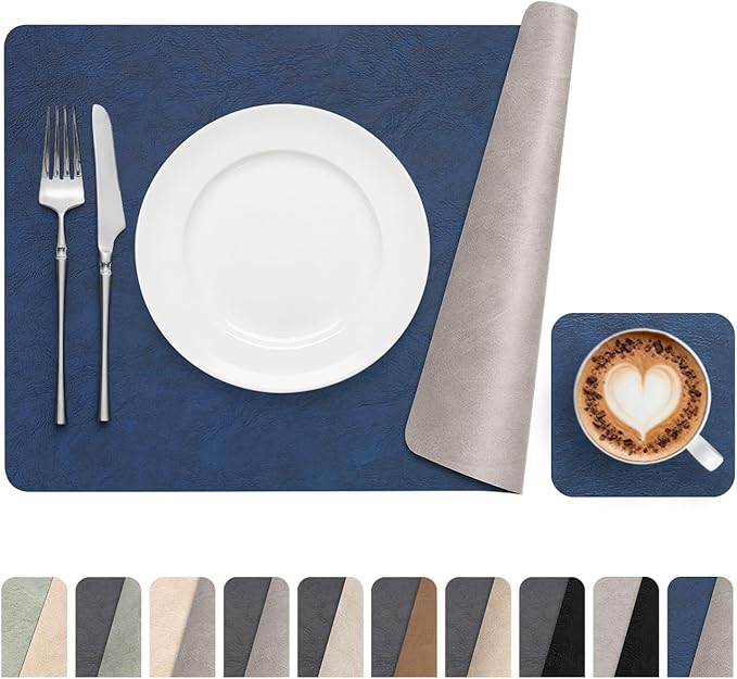 Vinyl Placemats Set of 6, Dual Sided Place Mats by Banchif