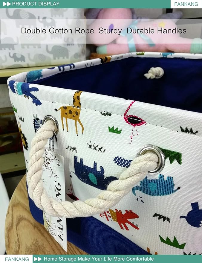 FANKANG Rectangular Laundry Basket Nursery Storage Fabric Storage Bin Storage Hamper,Gift Baskets (Animals)