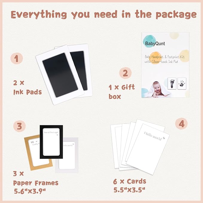 Inkless Baby Hand and Footprint Kit,Clean-Touch Ink Pad Kit,Safe No Mess Printing Infant Hand Foot Stamp,2 Pack Newborn Inkless Print Pads Best Keepsake or Gifts for Family