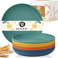 11 Inch Large Wheat Straw Plates 8 Pieces, Unbreakable Dinner Plates Reusable by BUSOKIP