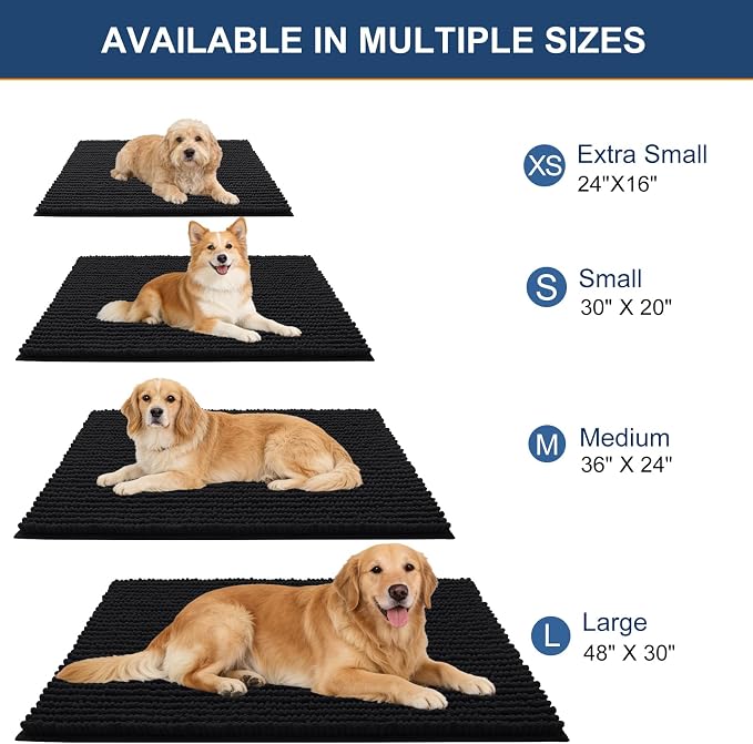 OLANLY Dog Door Mat for Muddy Paws 47x17, Ultra Absorbent Chenille Mud Doormat - Image 2