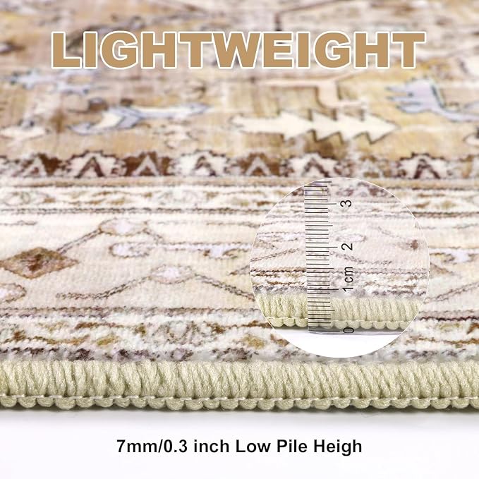 Yamaziot Washable Runner Rug, 2x12 Non-Slip Boho Vintage Hallway Rug Runner - Image 3