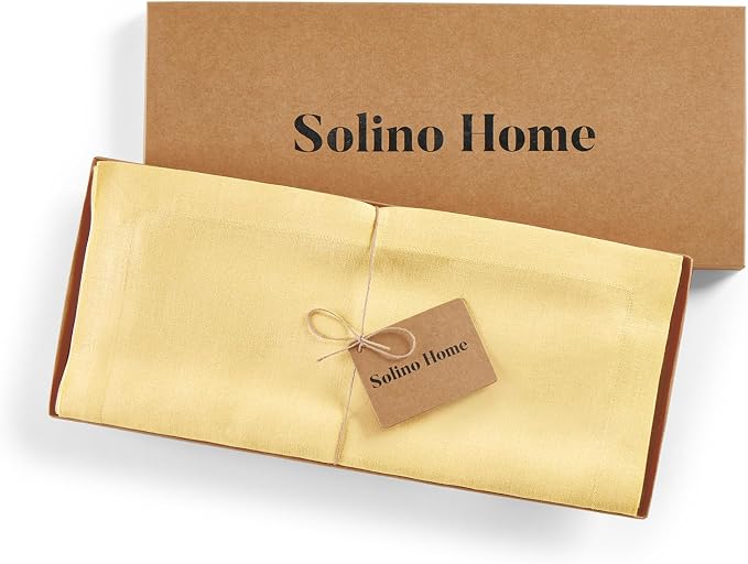 Solino Home 100% Linen Dining Table Runner Golden Straw, Fete 14 x 60 in | - Image 6