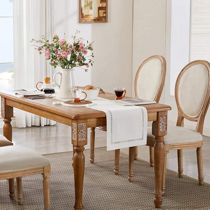 Rustic Burlap Table Runner, Off White Table Runners 36 inches Long | Double - Image 5