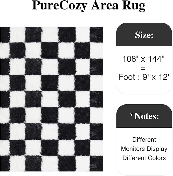 PureCozy Checkered Rug 9x12 for Living Room - Image 2