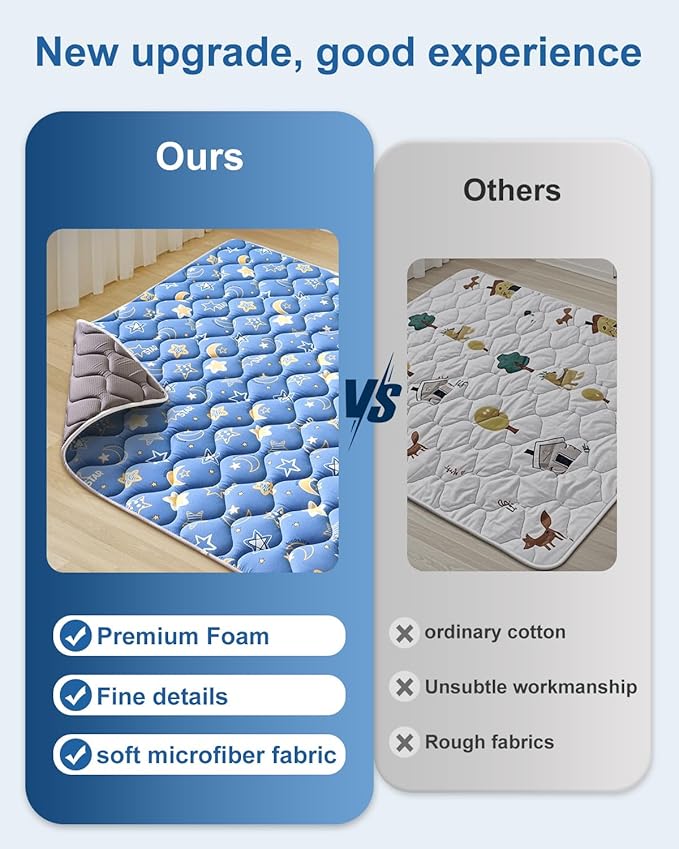 Odorless Premium Foam Baby Play Mat 79" x 63", Soft Microfiber Fabric Crawling Mat for Floor- Comfortable and Hypoallergenic, Non-Slip Cushioned Floor Playpen mat for Infants,Babies,Toddlers