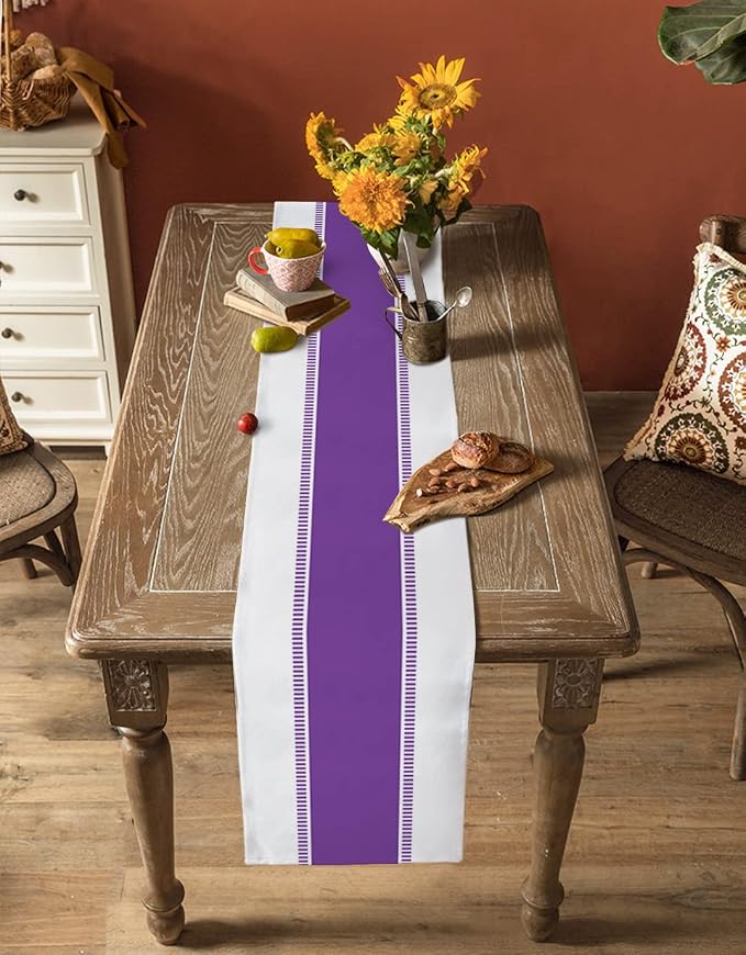 Purple Table Runners 70 inches Long, Modern Stripes Table Runner Farmhouse - Image 5