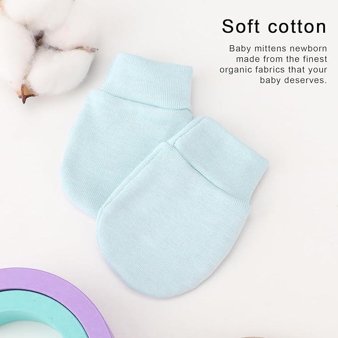 BQUBO 6 Pairs Newborn Baby Boys Girls Mittens 0-6 Months Unisex-Baby Infant Mittens Elastic No Scratch Wrist Gloves