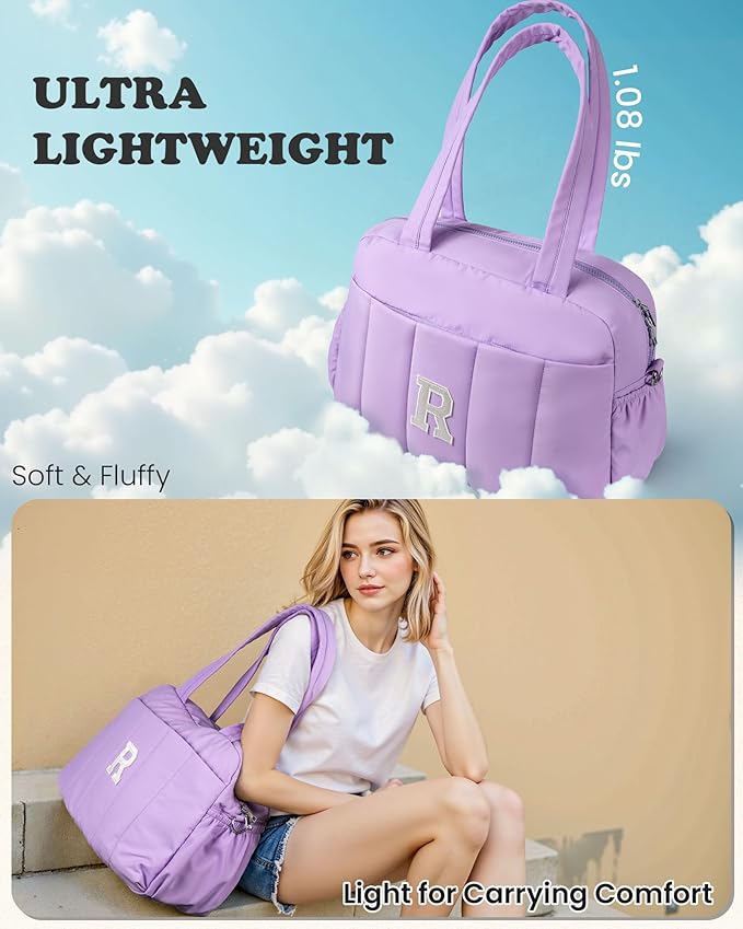 Initial Duffle Bag, Carry On Bags for Women，Gifts for Girls-Overnight Bag with Wet Pocket，Lightweight Travel Bags Personalized Gym Tote with Makeup Pouch