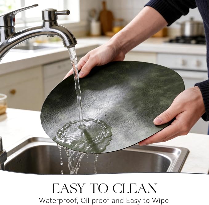 MOSAYT 13 Inch Round Vinyl Placemats Set of 8 - Image 4