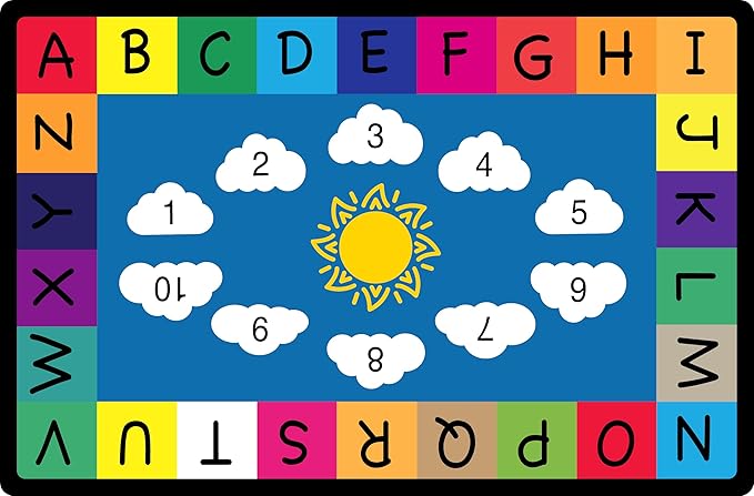 Genki - Kids Rugs for Playroom - ABC Learning Area Rug for Play Room, Classroom, Kindergarten, and Preschool - Kid Alphabet Educational Carpet for Childrens and Toddler Mat - Non Slip | 4'x6'